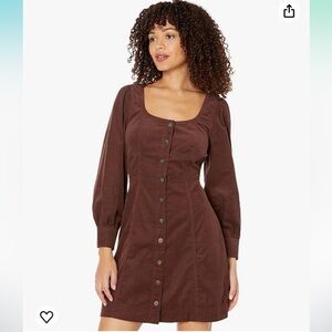 MADEWELL CORDUROY SEAMED LONG SLEEVE MINI DRESS